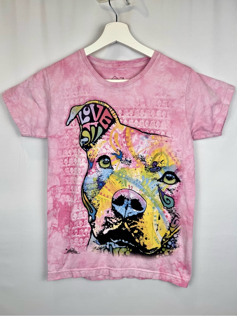 The Mountain Dean Russo Pitbull Love Pink Tie Dye T-Shirt Small Love Dog Tee